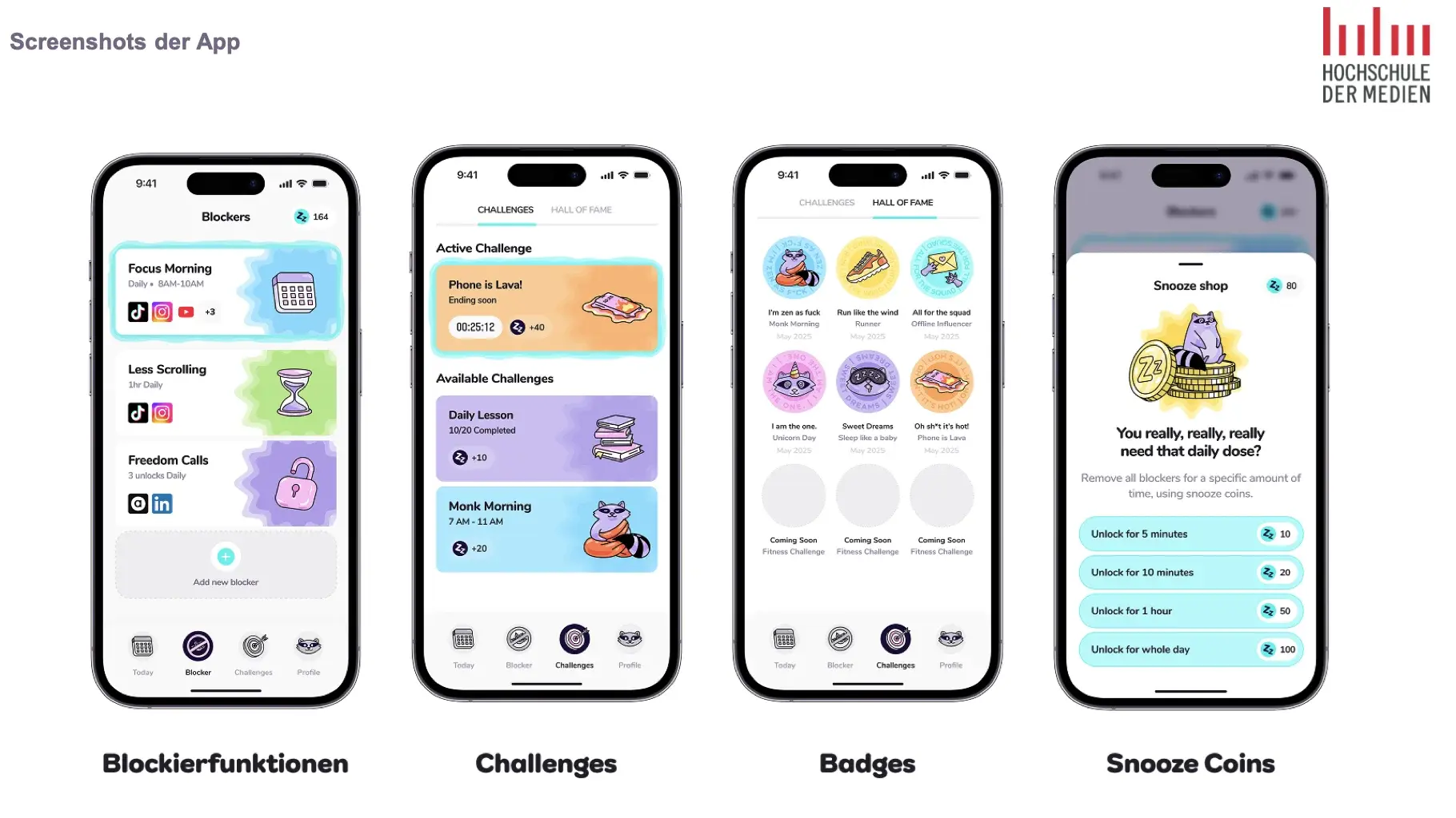 Abbildung der App Features